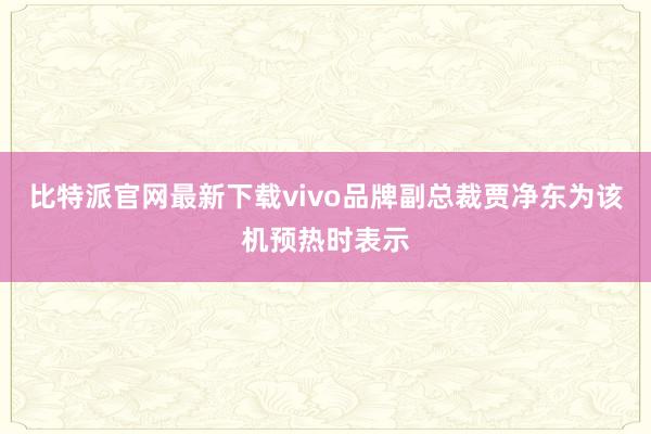 比特派官网最新下载vivo品牌副总裁贾净东为该机预热时表示