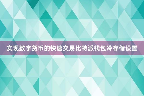 实现数字货币的快速交易比特派钱包冷存储设置