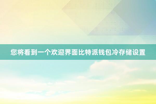 您将看到一个欢迎界面比特派钱包冷存储设置