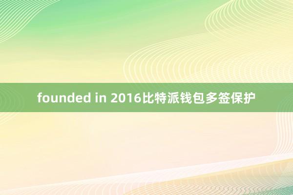 founded in 2016比特派钱包多签保护