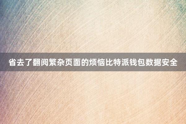 省去了翻阅繁杂页面的烦恼比特派钱包数据安全