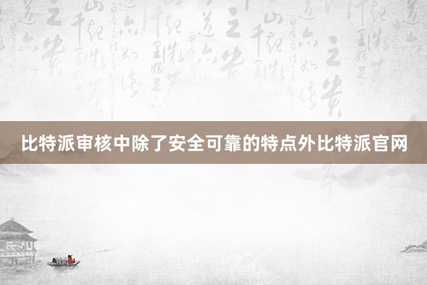 比特派审核中除了安全可靠的特点外比特派官网