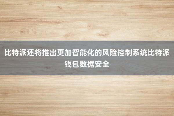 比特派还将推出更加智能化的风险控制系统比特派钱包数据安全